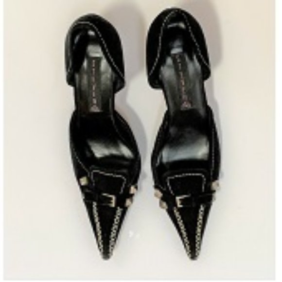 STEVEN By Steve Madden Black Suede Heels - Picture 2 of 6